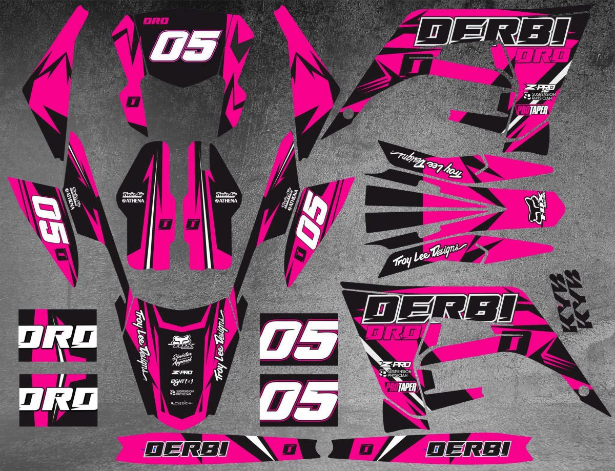 kit déco derbi 50 2018 2021 craft rose