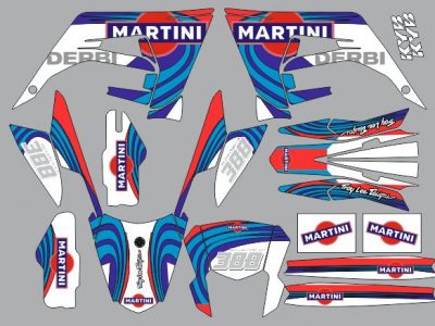 derbi 50 graphic kit 2018 2021 martini blue / red