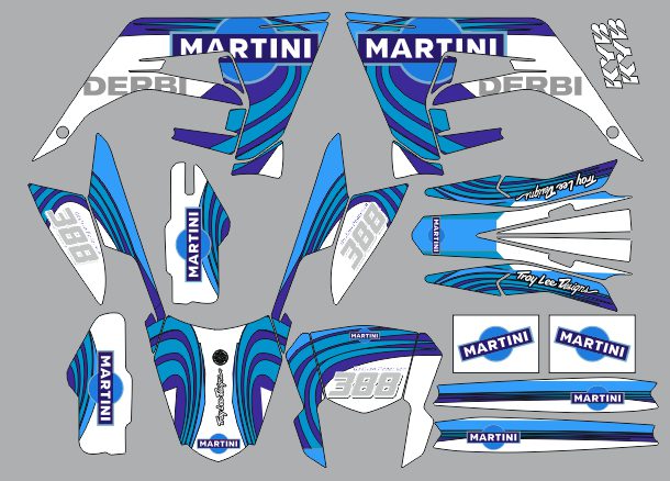 derbi 50 graphic kit 2018 2021 martini blue
