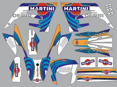 derbi 50 graphic kit 2018 2021 martini blue / orange