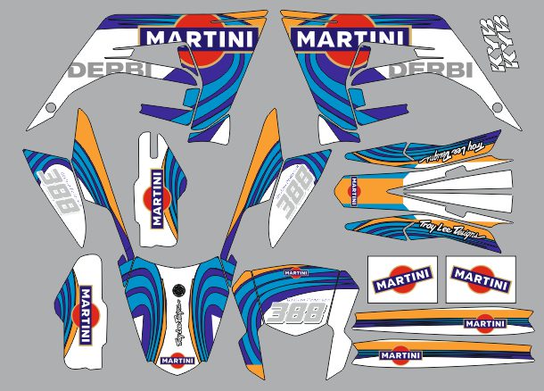 kit gráfico derbi 50 2018 2021 martini azul / laranja