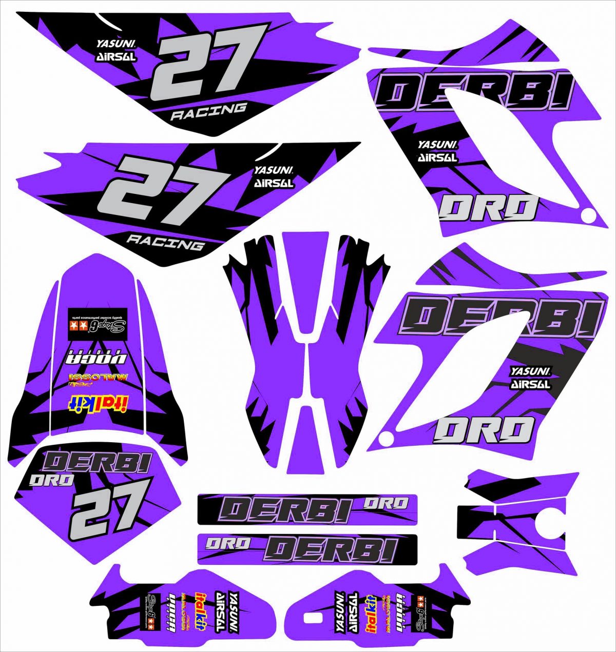 kit déco derbi 50 drd racing karem violet