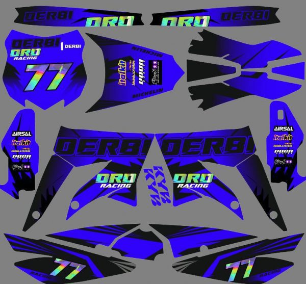 kit déco derbi 50 x treme / racing multi bleu