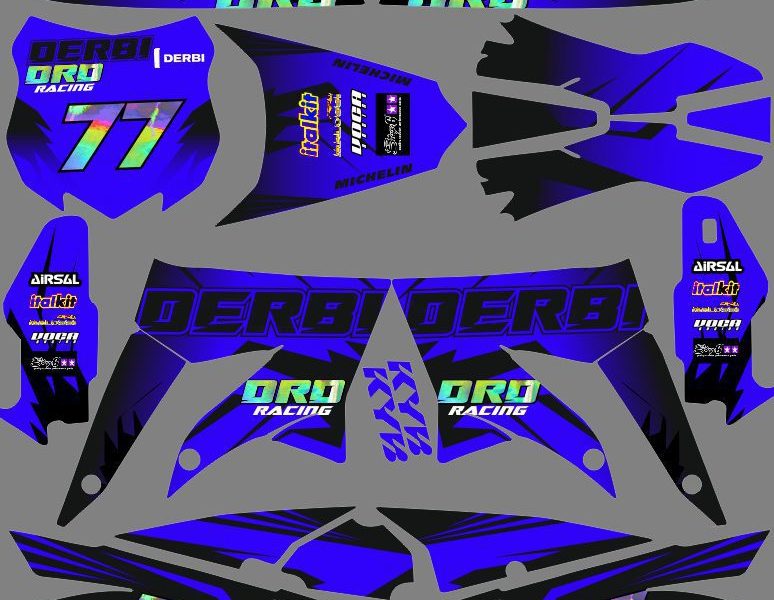 derbi 50 x treme / racing multi blaues grafik-kit