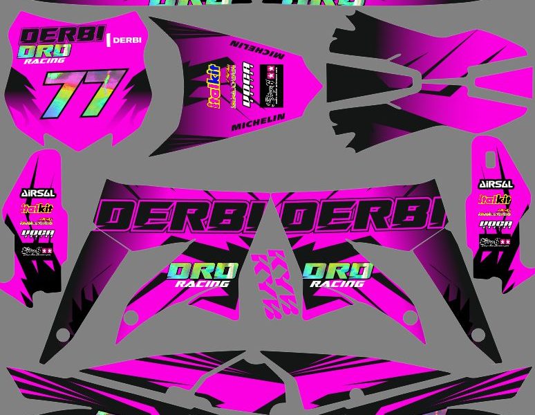 kit-deco-derbi 50 x treme / racing multi pink