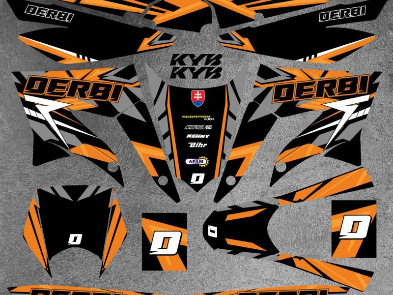 kit-deco-derbi 50 x treme / racing carem orange