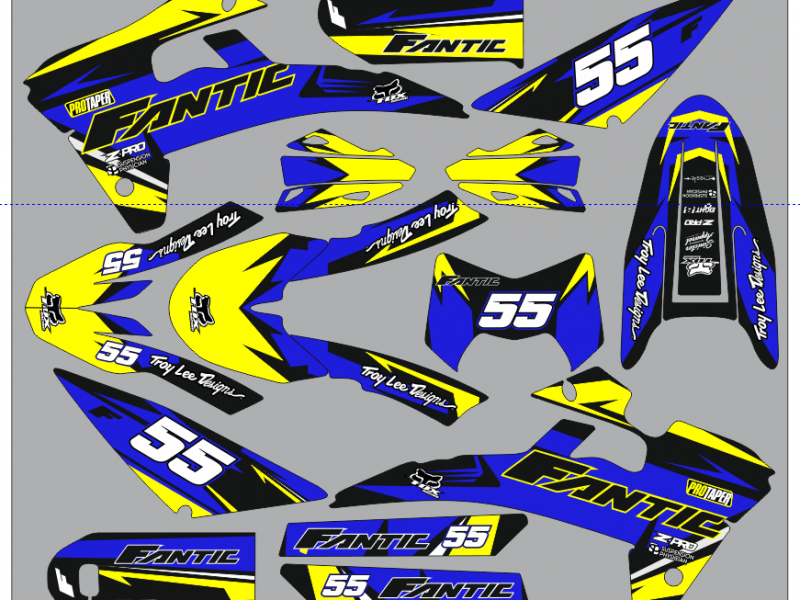 fantic xm / xe 50 graphic kit – craft blue / yellow