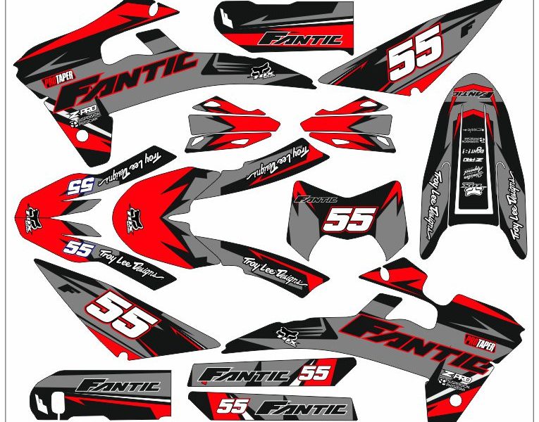fantic xm / xe 50 graphic kit – craft gray / red