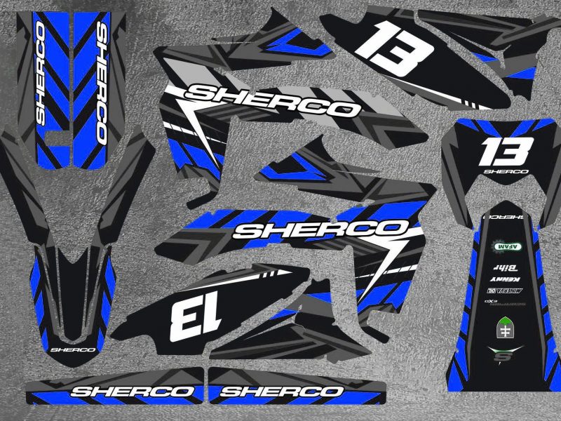 sherco 50 sm graphic kit – karem gray / blue