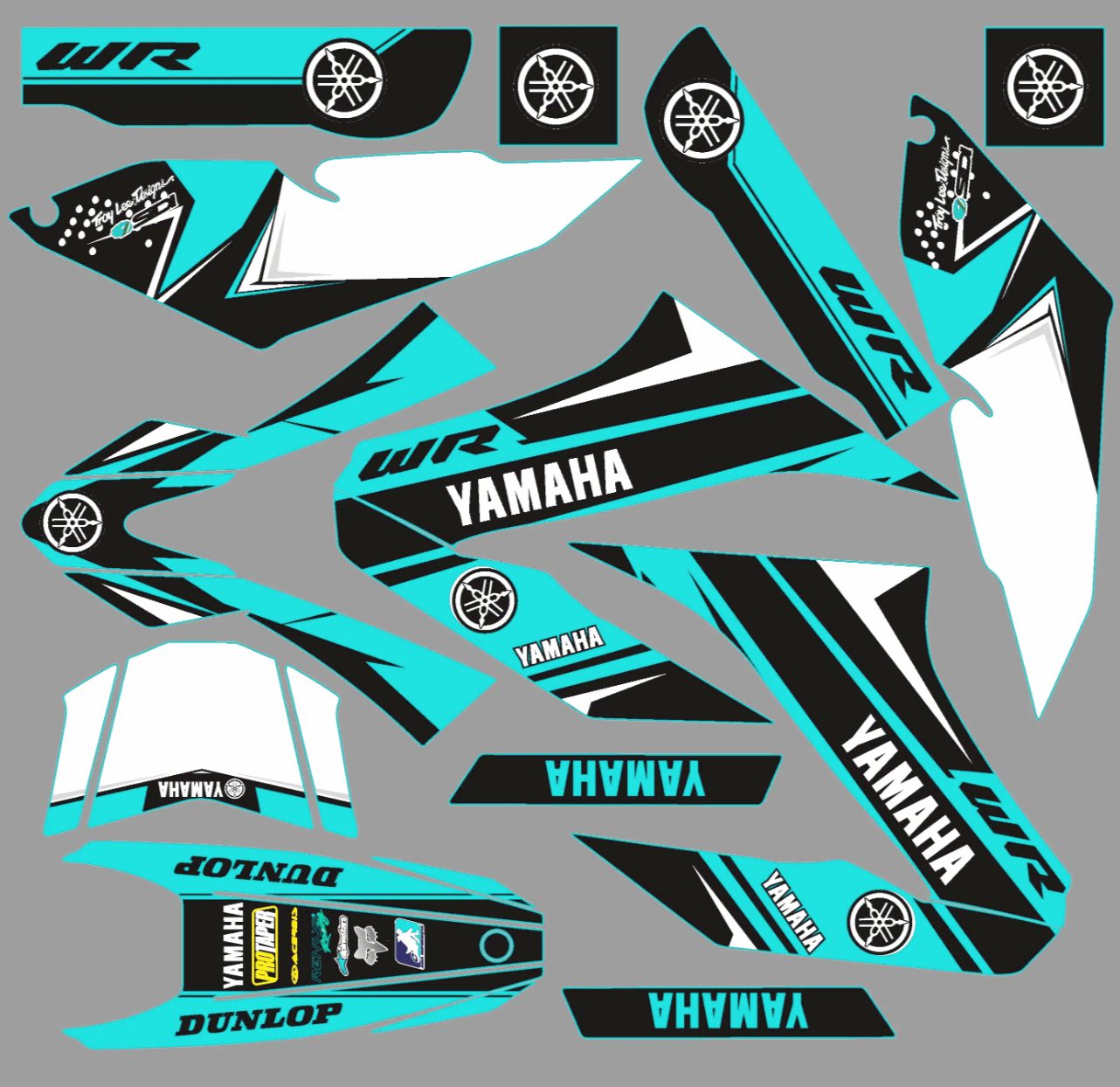 Kit graficos yamaha wr 125 factory cyan