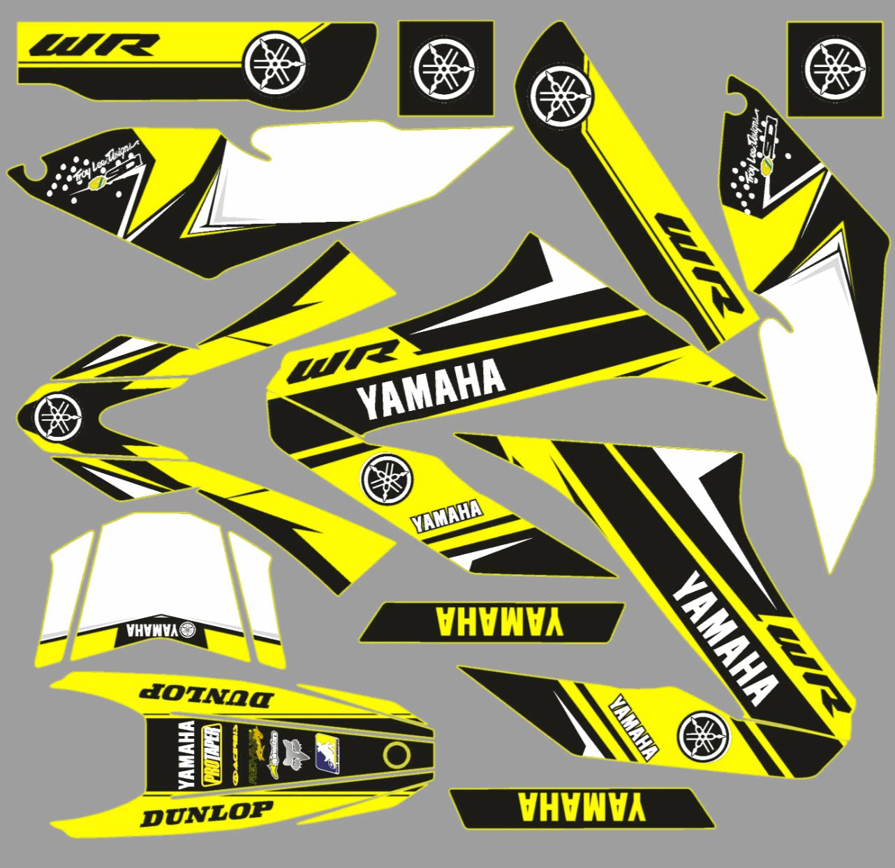 yamaha wr 125 kit de graficos de fabrica amarillo