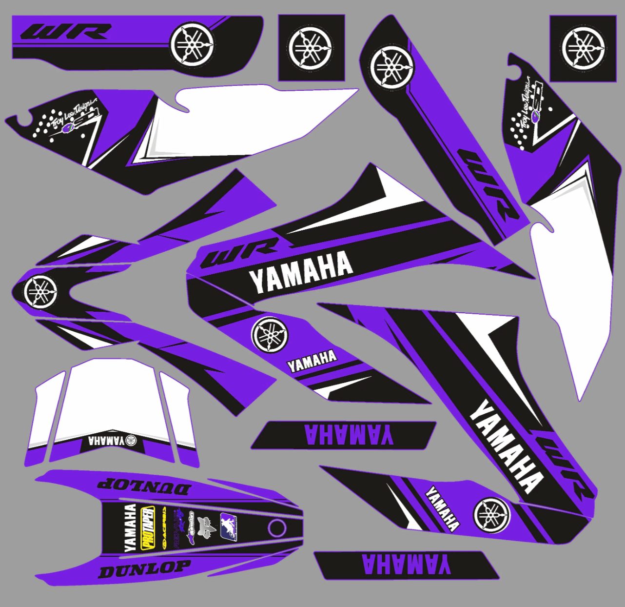 yamaha wr 125 kit de graficos de fabrica morado
