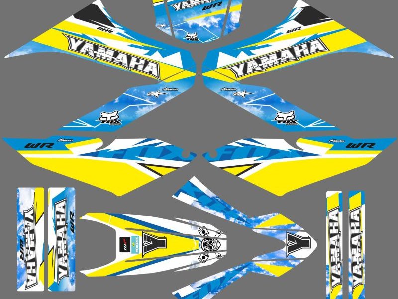 kit gráfico yamaha wr 125 lago azul / amarelo