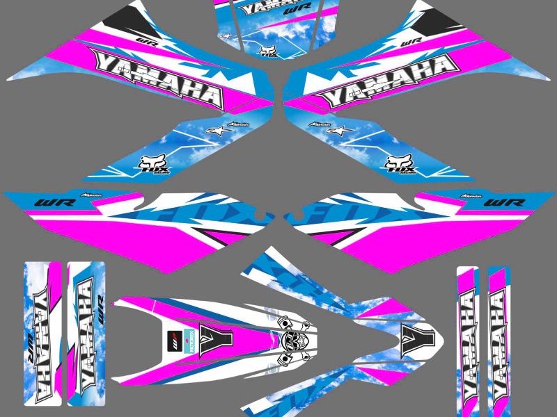kit gráfico yamaha wr 125 lago azul / rosa