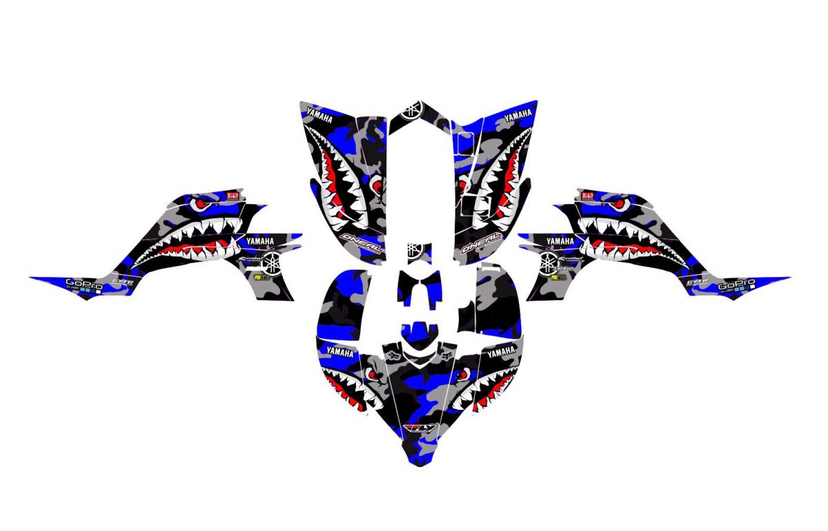 kit déco yamaha yfm 450 yfz bape bleu