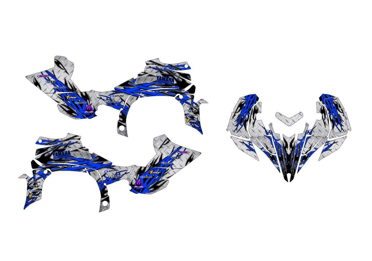kit déco yamaha yfm 450 yfz carbone bleu