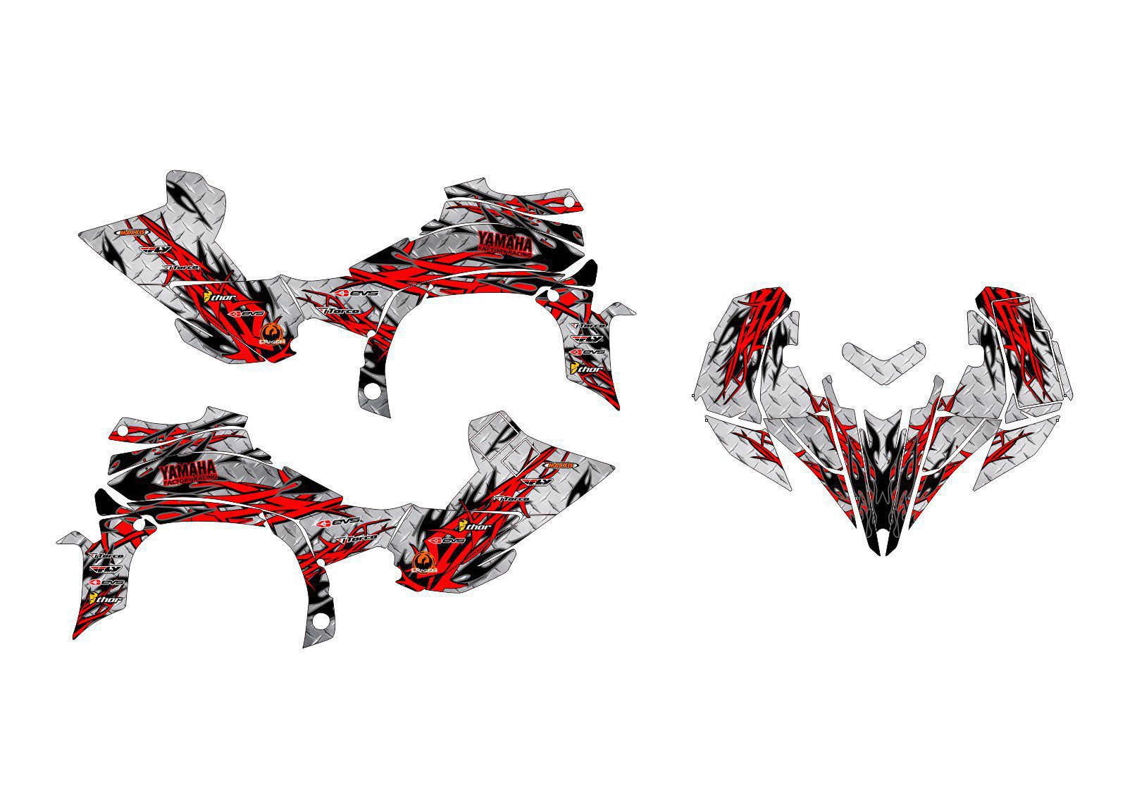 kit déco yamaha yfm 450 yfz carbone rouge
