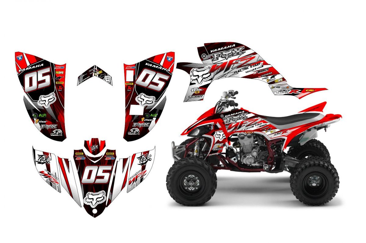 kit déco yamaha yfm 450 yfz fox rouge