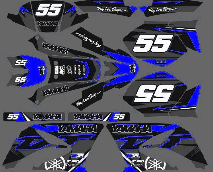 yamaha dt 50 grafik-kit – handwerk grau / blau