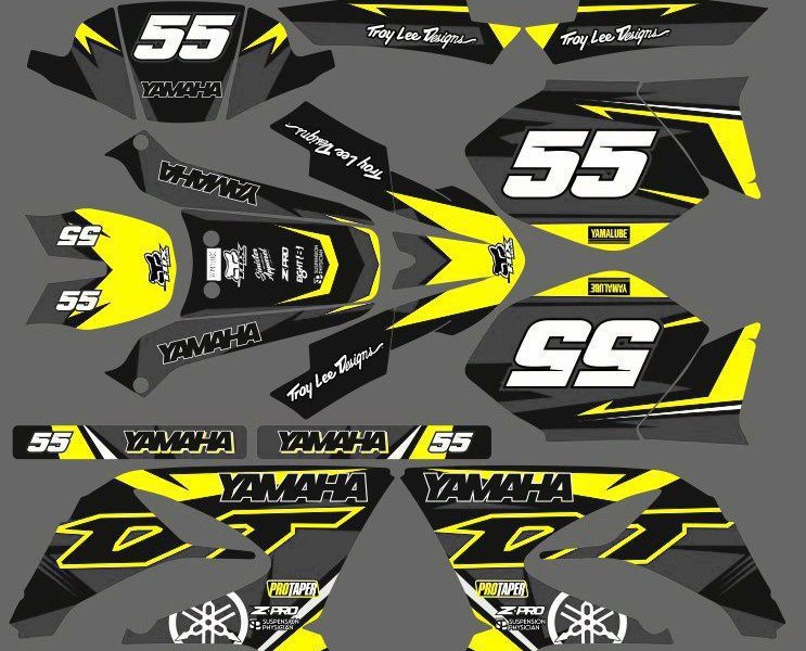 yamaha dt 50 graphic kit – craft gray / yellow