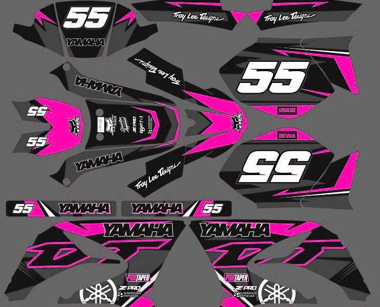 yamaha dt 50 grafik-kit – handwerk grau / pink