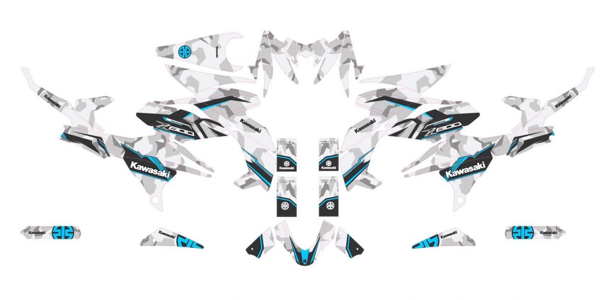 kit déco kawasaki z800 camouflage cyan