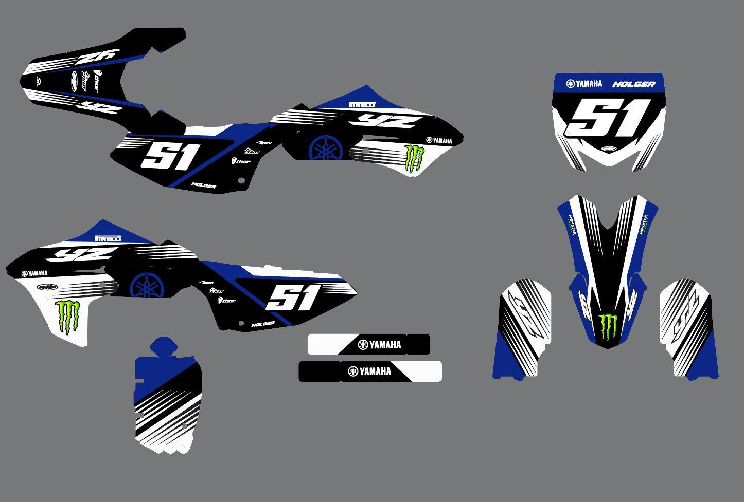 kit déco yamaha 65 yz monster bleu