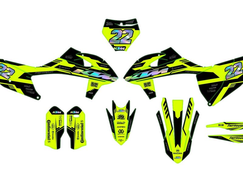 graphic kit ktm exc / exc f (2020 2023) racing yellow (holographic optional)
