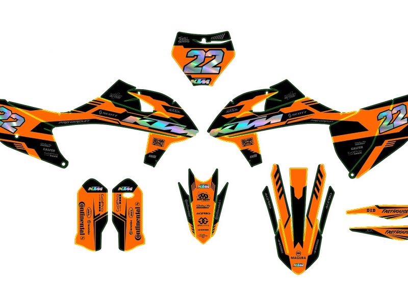 graphic kit ktm exc / exc f (2020 2023) racing orange (holographic optional)