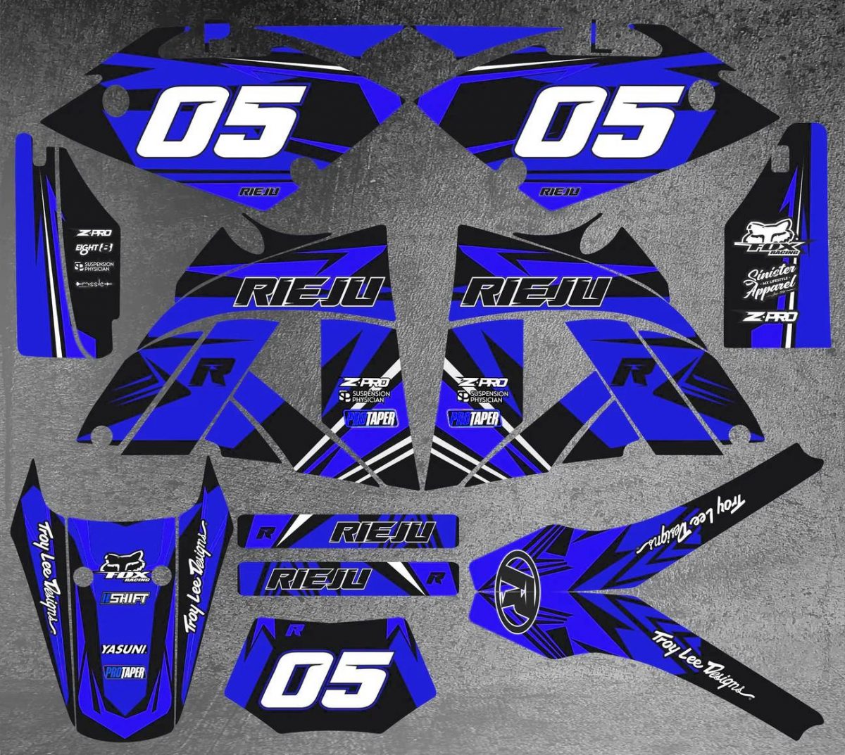 kit déco rieju 50 mrx craft bleu