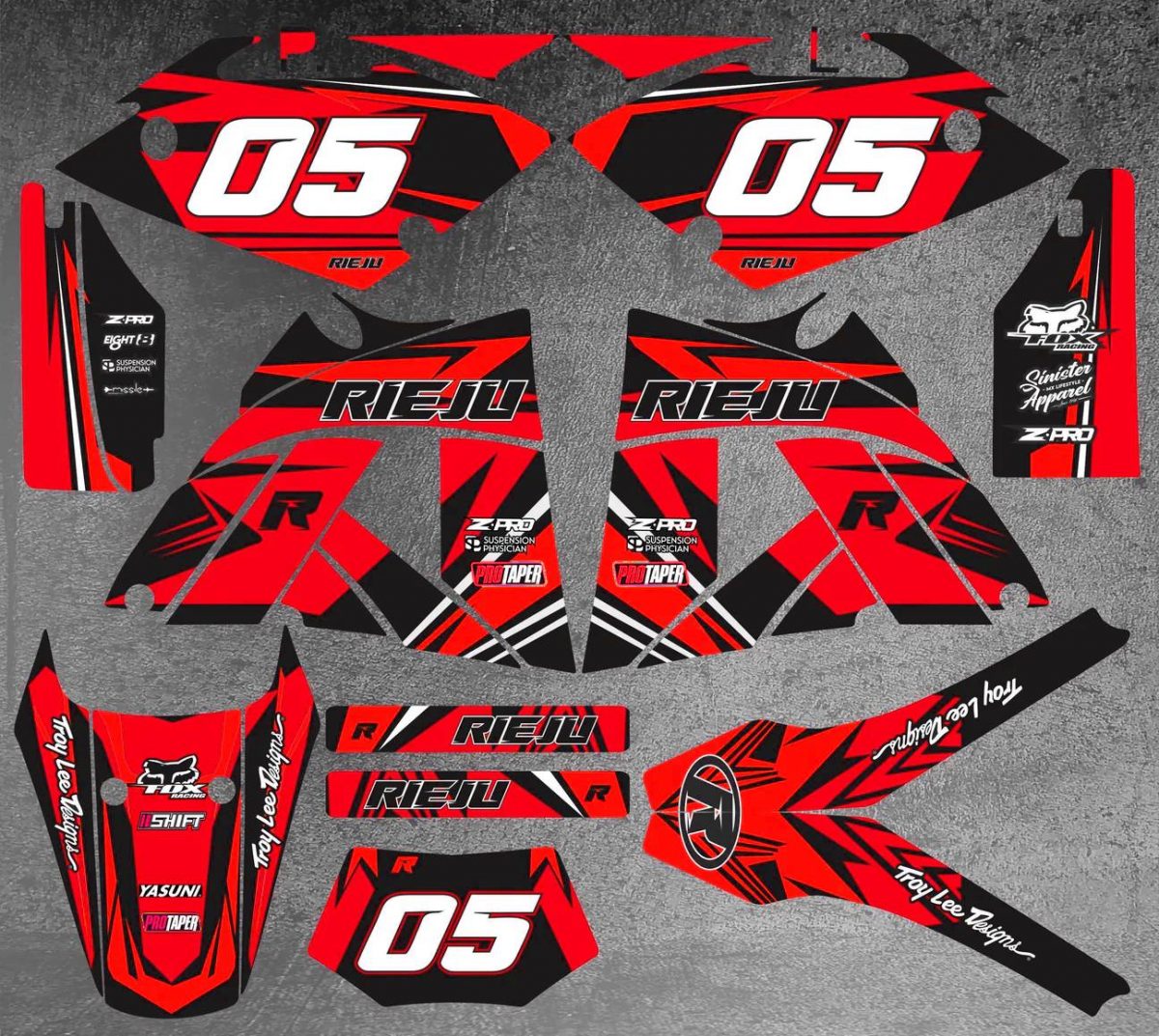 kit déco rieju 50 mrx craft rouge
