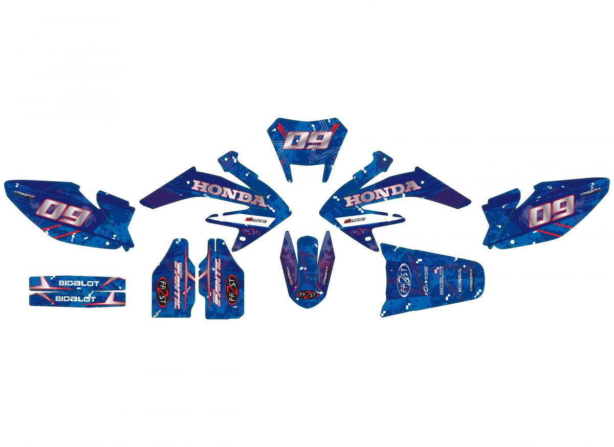 kit déco honda 50 hm airline bleu / rouge