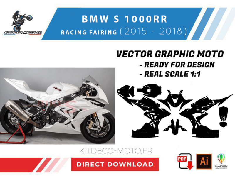 template bmw s 1000rr racing fairing (2015 2018) vector