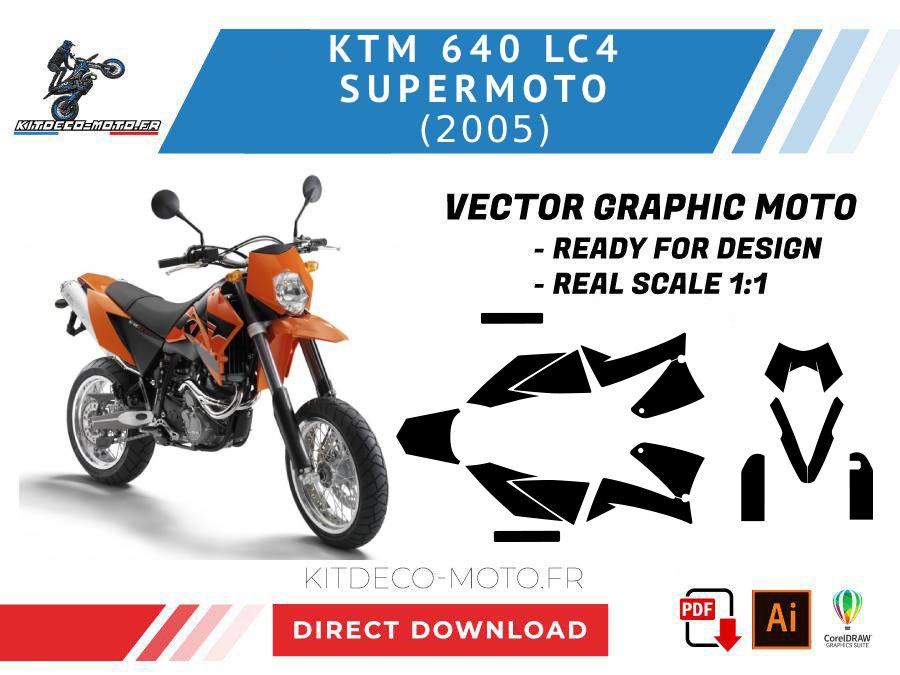template ktm 640 lc4 supermoto (2005) vector