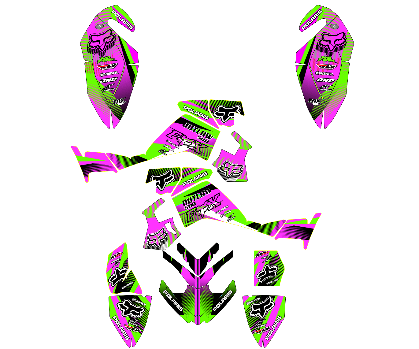 kit déco polaris 500 outlaw neon