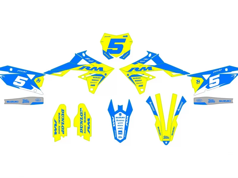 suzuki 250 rmz (2019 2024) kit gráfico azul corrida #2