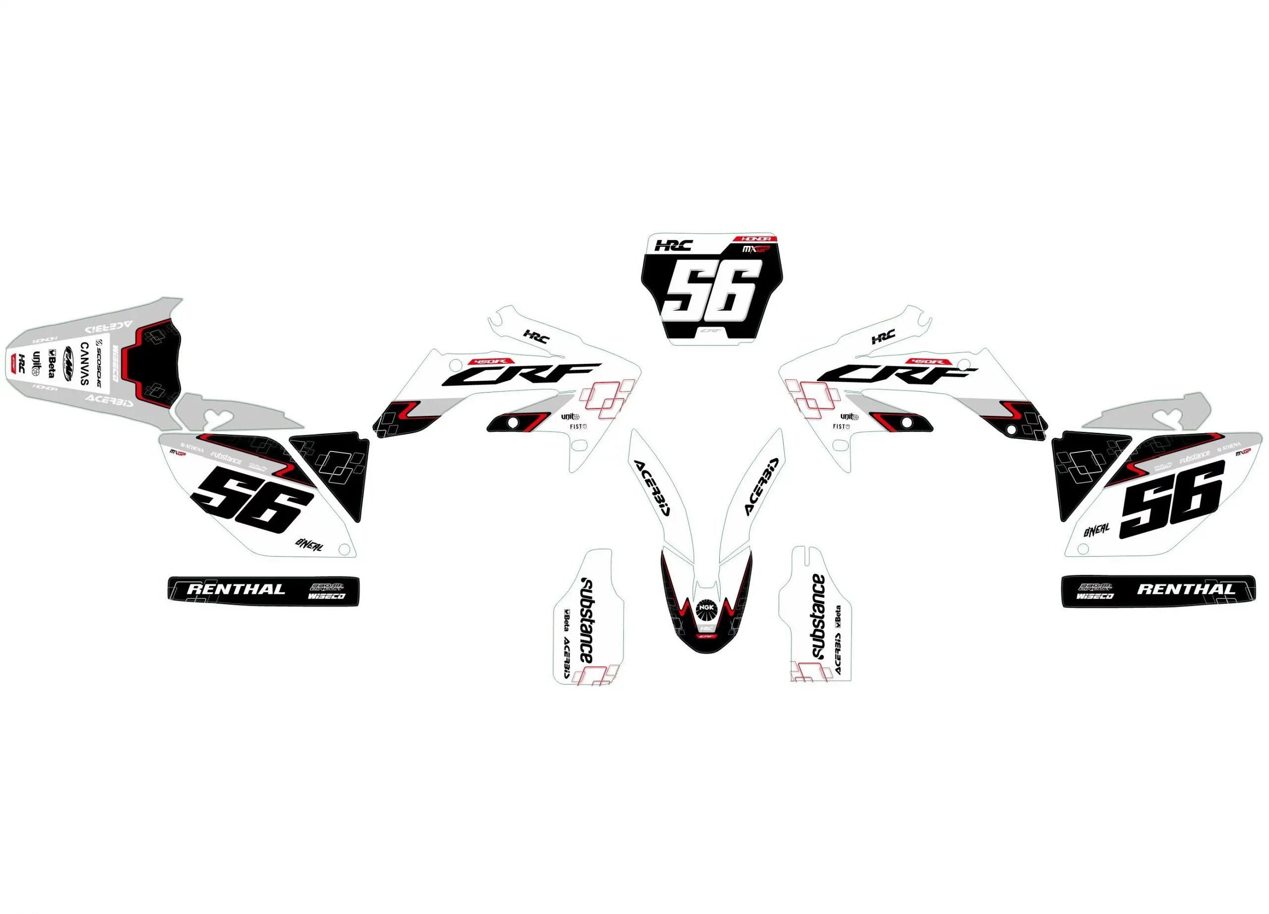 kit déco honda 250 crf (2004 2005) race blanc