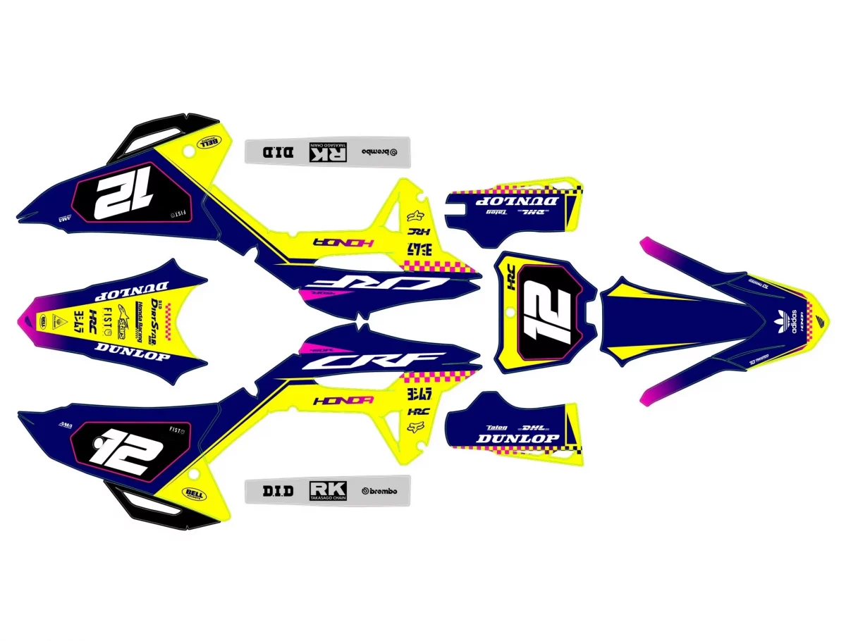 kit déco honda 450 crf (2021 2024) race jaune
