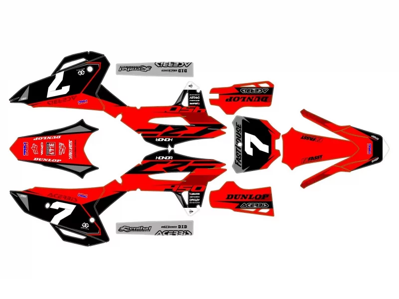 czerwony zestaw graficzny honda 450 crf (2021 2024) race