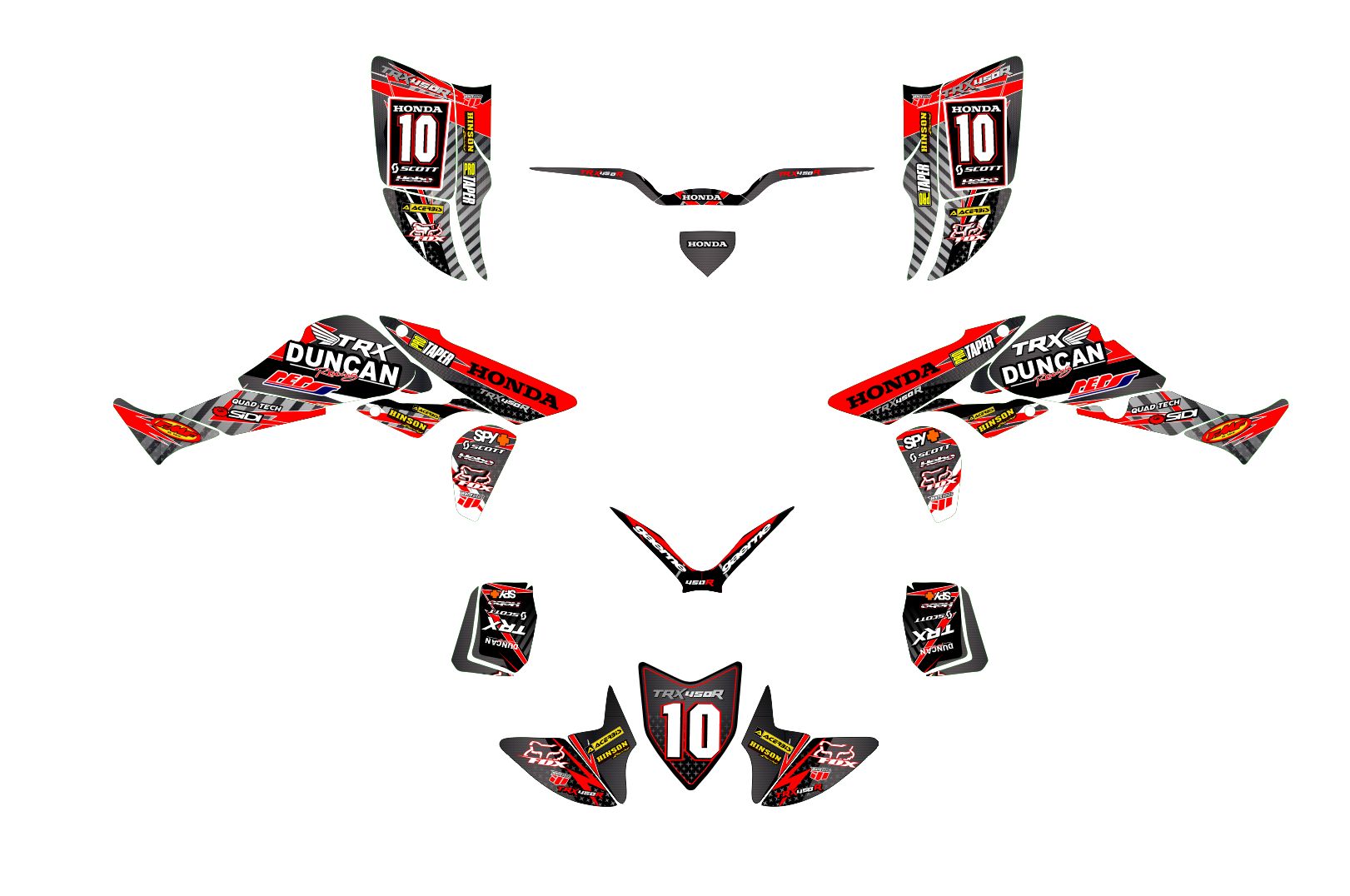 kit déco honda 450 trx factory rouge