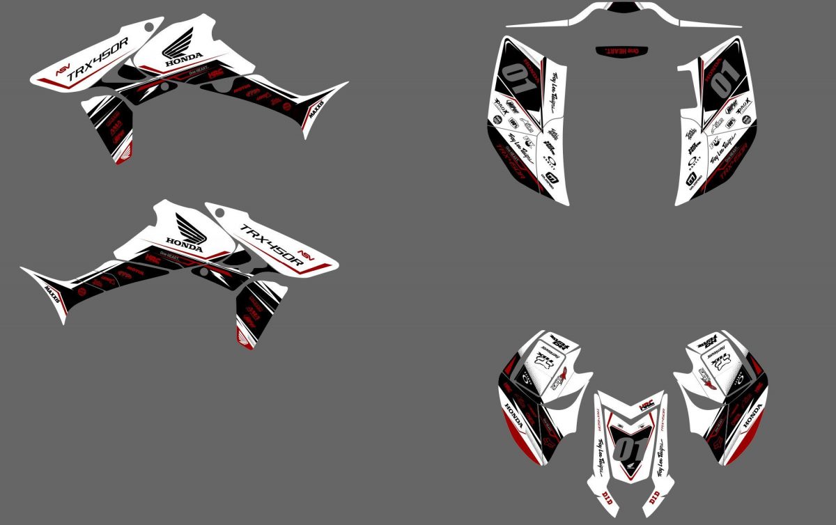 kit déco honda 450 trx racing blanc