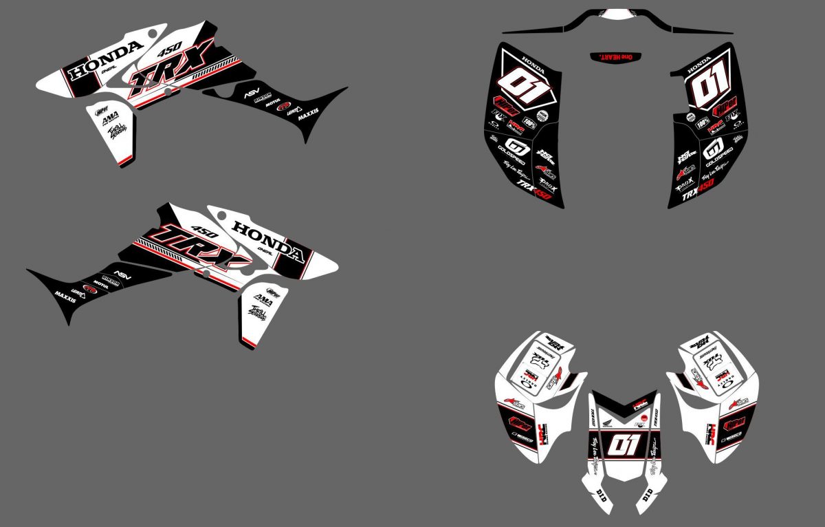 kit déco honda 450 trx racing blanc #3
