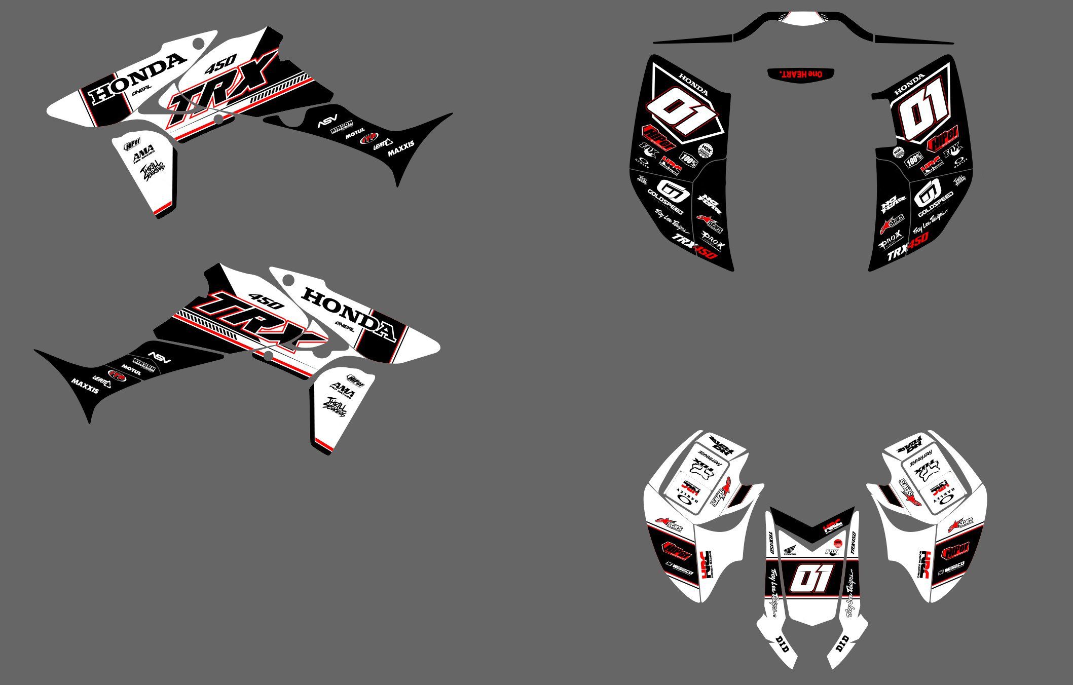 kit déco honda 450 trx racing blanc #3