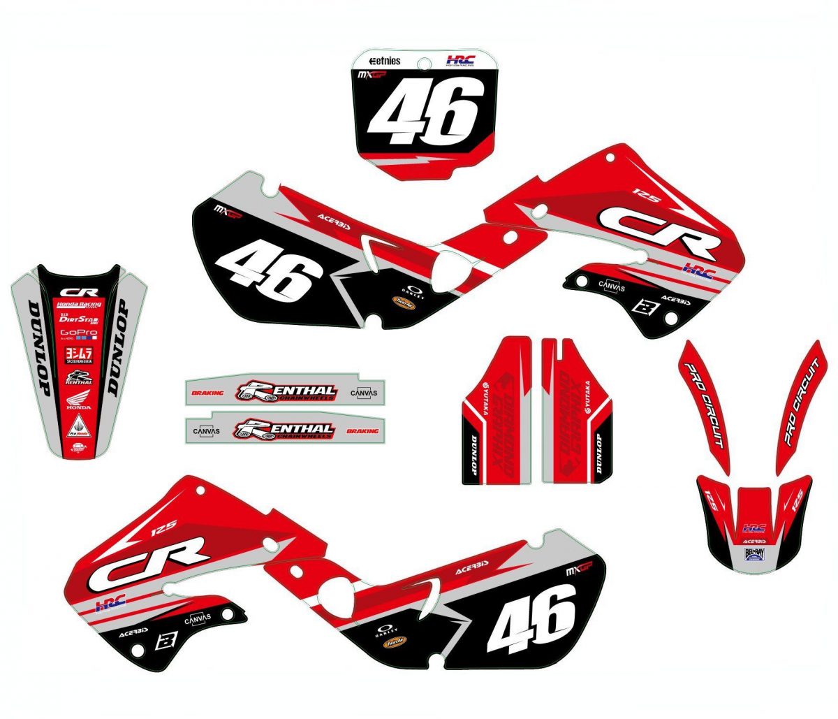 kit déco honda 125 / 250 cr (1997 1999) – race