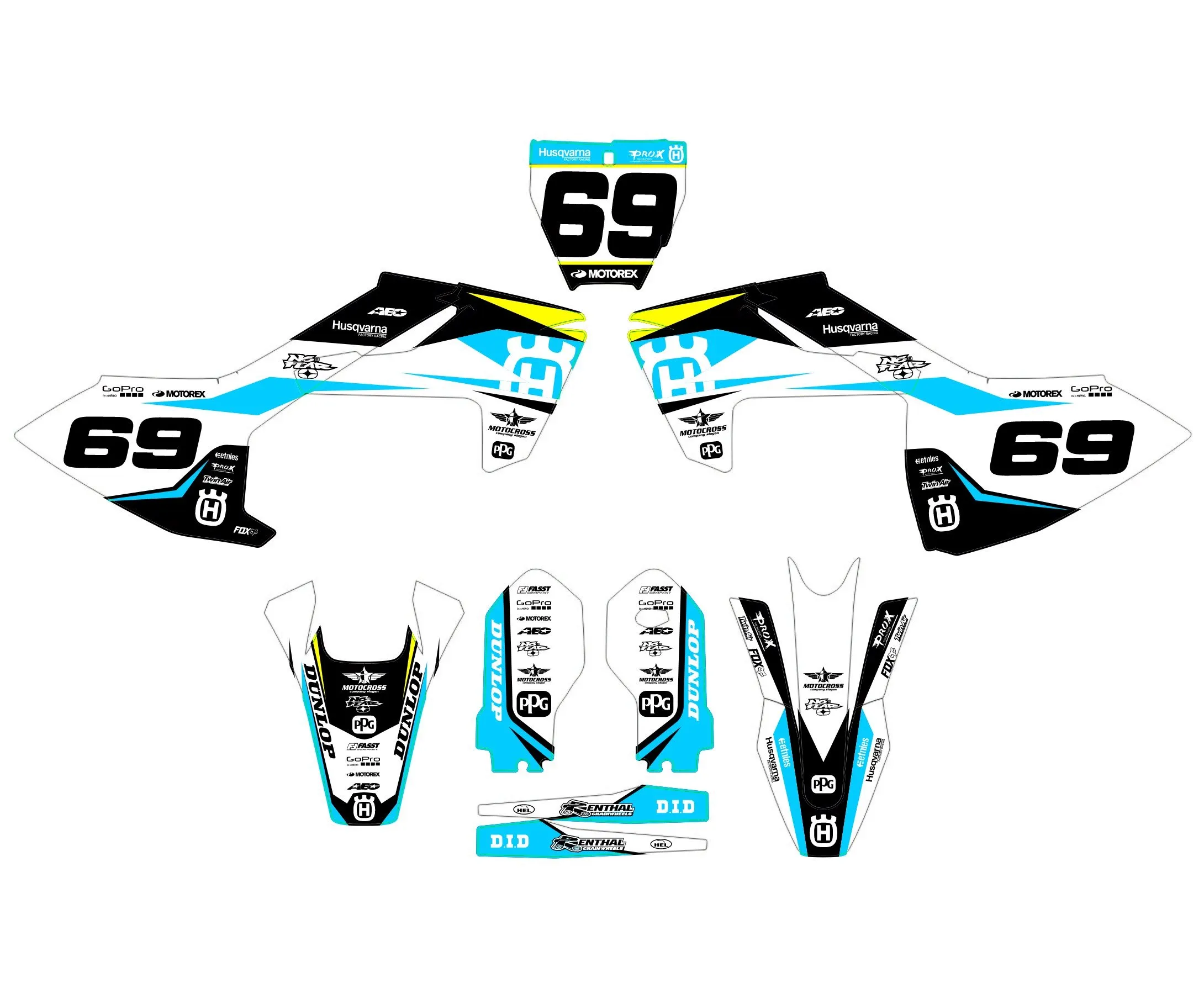 kit déco husqvarna 85 tc (2018 2024) race cyan