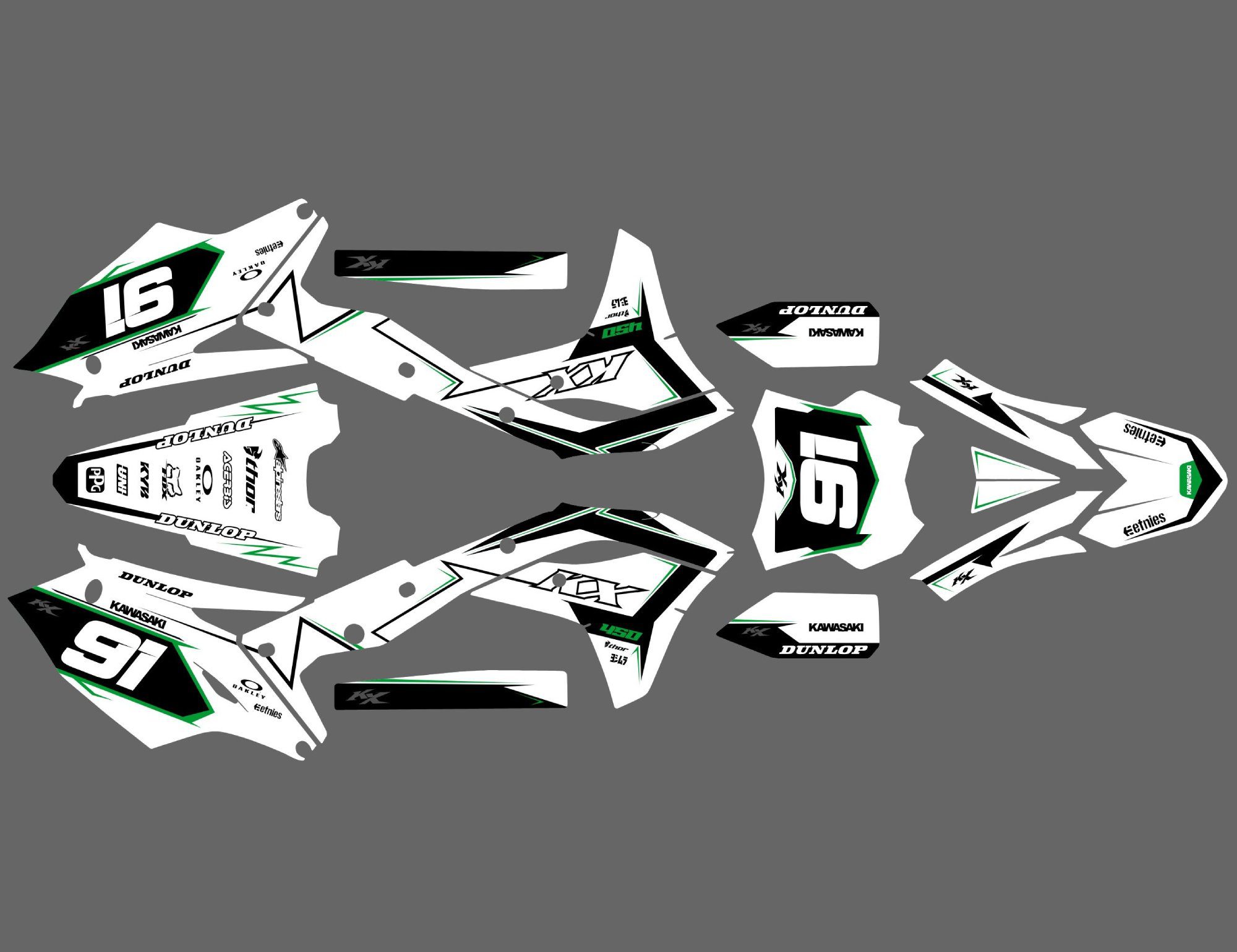 kit déco kawasaki 250 kxf (2017 2020) race blanc