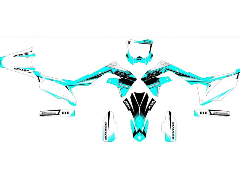 kawasaki 250 kxf (2021 2024) race blue graphic kit