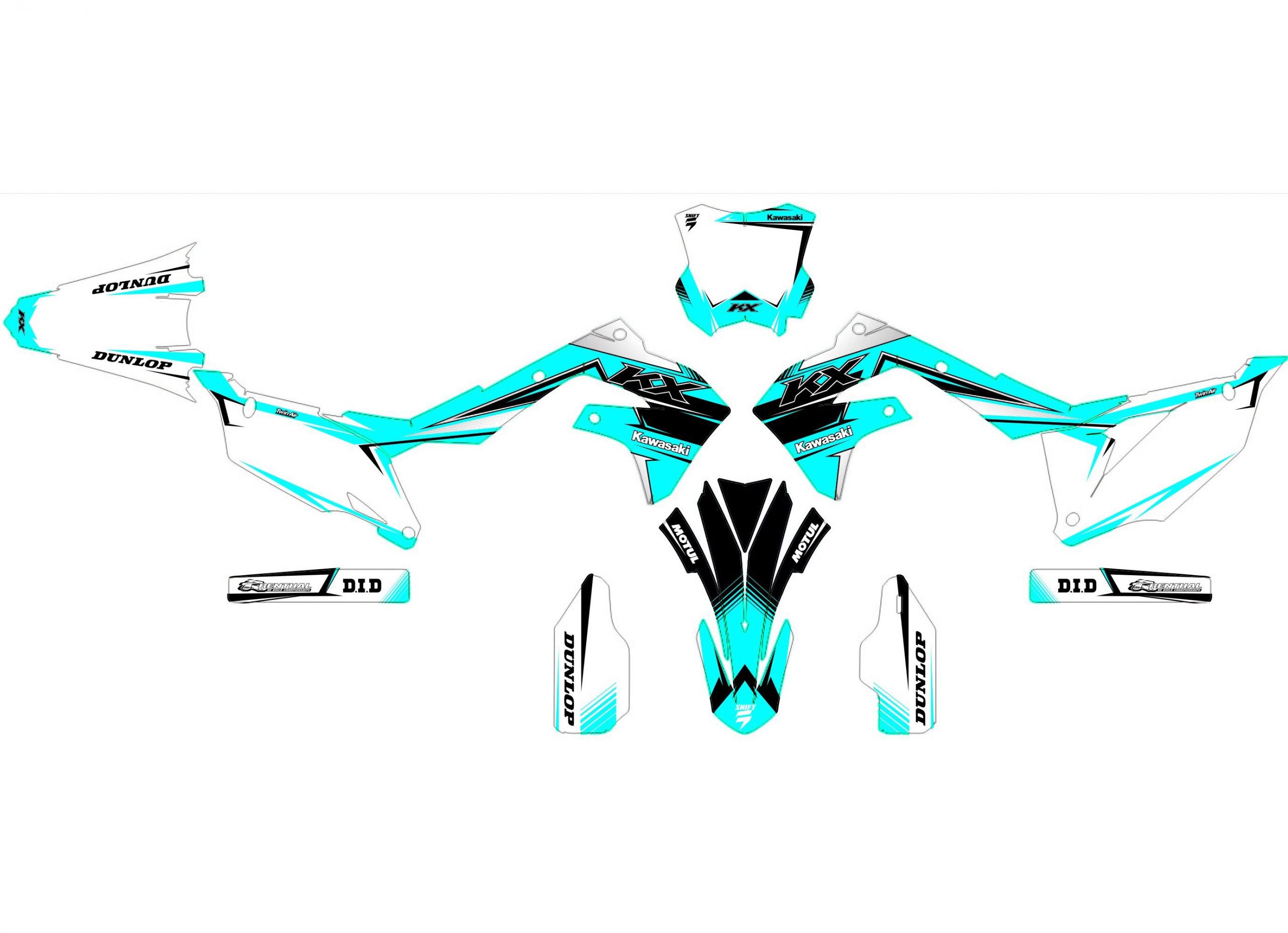 kit déco kawasaki 250 kxf (2021 2024) race bleu