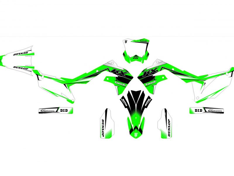 Kit grafiche verde corsa kawasaki 250 kxf (2021 2024).