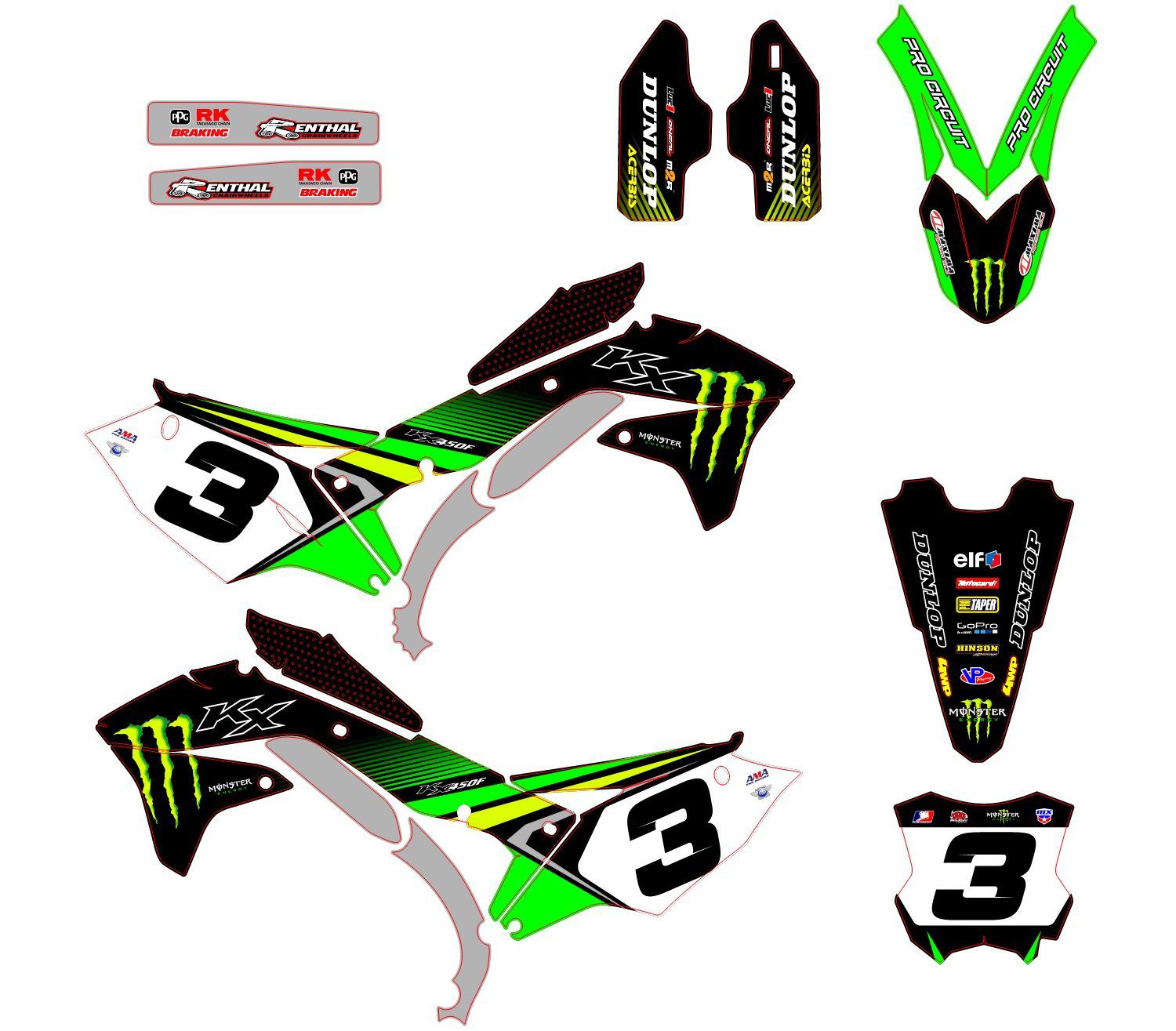 kit déco kawasaki 450 kxf (2016 2018) monster